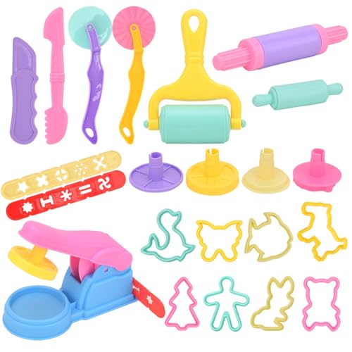 AOMiGT Knetwerkzeug für Kinder, Knete zubehör Knetwerkzeug, 22-teiliges Spielteig-Set für Kinder, Plastilin Werkzeuge, DIY Knetmasse, Pädagogisches Spielzeug, Geschenk-Set für Jungen und Mädchen von AOMiGT