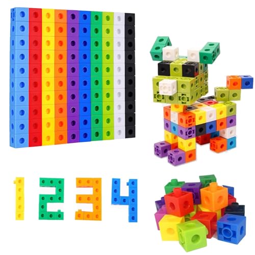 AOMiGT Steckwürfel, Mathe-Würfel, 100 Stück Zahlenblocks, rechenwürfel, Lernen Lernspiele, Lernspielzeug-Blockbausteine, ideales Spielzeug für Kinder ab 3 Jahre, Jungen und Mädchen, 10 Farben AOMiGT Steckwürfel, Mathe-Würfel, 100 Stück Zahlenblocks, rechenwürfel, Lernen Lernspiele, Lernspielzeug-Blockbausteine, ideales Spielzeug für Kinder ab 3 Jahre, Jungen und Mädchen, 10 Farben von AOMiGT