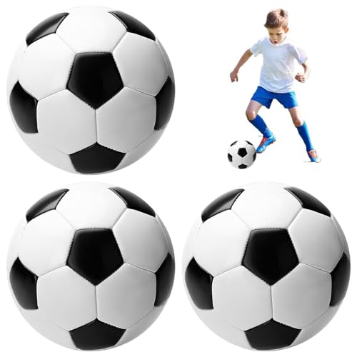 Mini Fußbälle für Kinder, 3 Stück Weiche Fußball Sportbälle für Kleinkinder, PVC Regenbogen Fußball, Inflation Strand Bälle, Schaumstoffbälle für Haus, Garten, Wasser und Beach (Schwarz und Weiß) Mini Fußbälle für Kinder, 3 Stück Weiche Fußball Sportbälle für Kleinkinder, PVC Regenbogen Fußball, Inflation Strand Bälle, Schaumstoffbälle für Haus, Garten, Wasser und Beach (Schwarz und Weiß) von AOMiGT