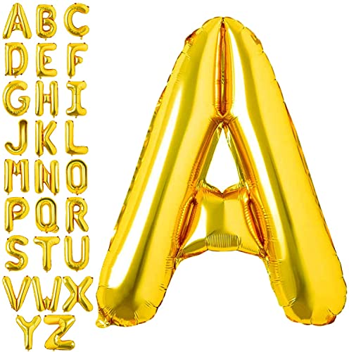 AONAT Gold Luftballons Alphabet 16 Zoll, Folienballon Buchstaben Luftballon Große Mylar Folie Helium Brief Luftballons Geburtstag Hochzeit Babyparty Silvester Dekoration (Buchstabe A) von AONAT