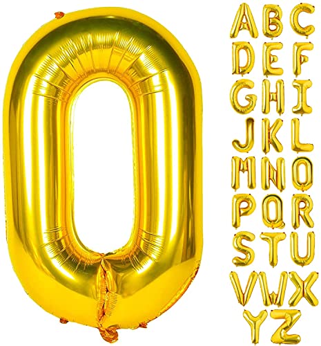 AONAT Gold Luftballons Alphabet 16 Zoll, Folienballon Buchstaben Luftballon Große Mylar Folie Helium Brief Luftballons Geburtstag Hochzeit Babyparty Silvester Dekoration (Buchstabe O) von AONAT