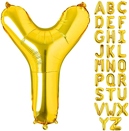 AONAT Gold Luftballons Alphabet 16 Zoll, Folienballon Buchstaben Luftballon Große Mylar Folie Helium Brief Luftballons Geburtstag Hochzeit Babyparty Silvester Dekoration (Buchstabe Y) von AONAT