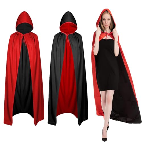 AONAT Halloween Vampir Kostüm Kinder Erwachsene Satin Umhang mit Kapuze 105CM/195CM Doppelseitig Vampir Umhang Herren Damen für Halloween Karneval Mittelalter Kostüm Party Cosplay Themenparty AONAT Halloween Vampir Kostüm Kinder Erwachsene Satin Umhang mit Kapuze 105CM/195CM Doppelseitig Vampir Umhang Herren Damen für Halloween Karneval Mittelalter Kostüm Party Cosplay Themenparty von AONAT