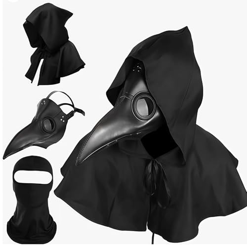 AONAT Plague Doctor Maske Halloween Kostüm Set,Steampunk Pest Doktor Maske mit Vogelschnabel & Umhang,Gruselige Schwarz Maske für Erwachsene Herren Damen Cosplay Party AONAT Plague Doctor Maske Halloween Kostüm Set,Steampunk Pest Doktor Maske mit Vogelschnabel & Umhang,Gruselige Schwarz Maske für Erwachsene Herren Damen Cosplay Party von AONAT