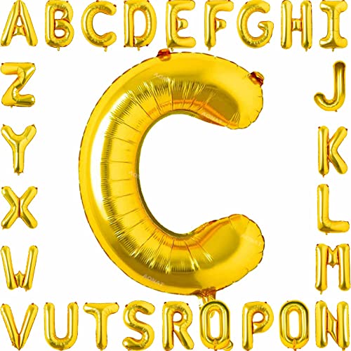 Folienballon Buchstaben 40Zoll Luftballon Gold Luftballons Alphabet Große Mylar Folie Helium Brief Luftballons Geburtstag Hochzeit Babyparty Silvester Dekoration Jubiläumsdekorationen (Buchstabe C) von AONAT