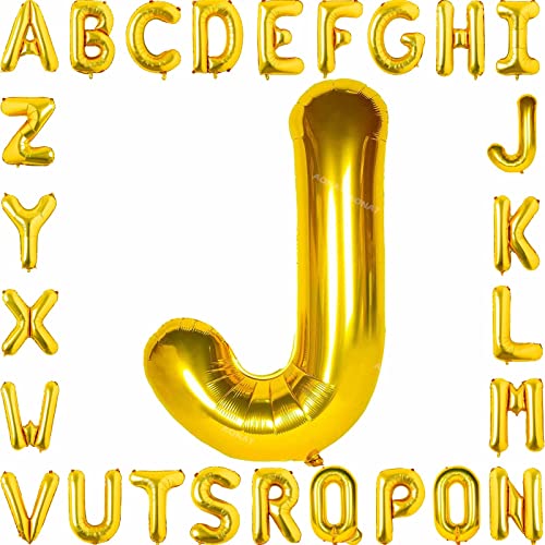 Folienballon Buchstaben 40Zoll Luftballon Gold Luftballons Alphabet Große Mylar Folie Helium Brief Luftballons Geburtstag Hochzeit Babyparty Silvester Dekoration Jubiläumsdekorationen (Buchstabe J) von AONAT