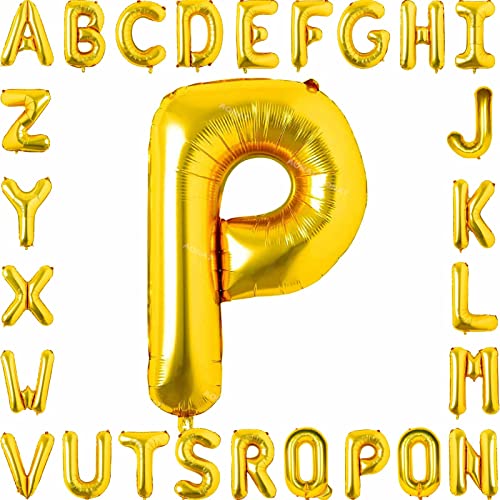 Folienballon Buchstaben 40Zoll Luftballon Gold Luftballons Alphabet Große Mylar Folie Helium Brief Luftballons Geburtstag Hochzeit Babyparty Silvester Dekoration Jubiläumsdekorationen (Buchstabe P) von AONAT