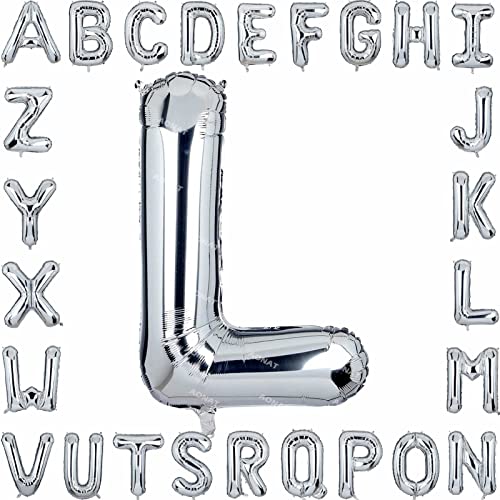 Folienballon Buchstaben 40Zoll Luftballon Silber Luftballons Alphabet Große Mylar Folie Helium Brief Luftballons Geburtstag Hochzeit Babyparty Silvester Dekoration Jubiläumsdekorationen (Buchstabe L) von AONAT