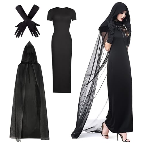 Umhang Mit Kapuze Schwarz Halloween kostüm Sensenmann Kostüm Halloween Kostüm Damen Geister Schwarze Geisterbraut böse Königin Halloween Vampirball Party Kostümparty Fasching Weihnachten Karneval(XXL) Umhang Mit Kapuze Schwarz Halloween kostüm Sensenmann Kostüm Halloween Kostüm Damen Geister Schwarze Geisterbraut böse Königin Halloween Vampirball Party Kostümparty Fasching Weihnachten Karneval(XXL) von AONAT