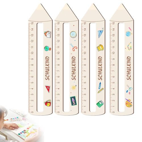 Lesehilfe Kinder 1 Klasse 4er-Pack,Lineal Personalisiert Schulanfang,Lesehilfe Kinder,Lesezeichen,Leselineal Holzlineal,Leselineal Grundschule Mit Lesehilfe,Gute Startgeschenke FüR Jungen Und MäDchen von AONAYO