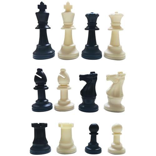 32-teiliges Kunststoff-Schachfiguren-Set, tragbar, Standard-Turnier-Schachfiguren, internationale Schachfiguren für Schachbrettspiel, Kunststoff-Schachfiguren-Set, Brettspiel, Anfänger, Schach von AOOOWER