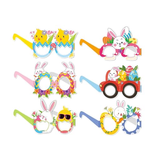 AOOOWER 6 lustige Oster-Partybrillen aus Papier für Kinder und Erwachsene, Foto-Requisiten, handgefertigtes Brillenzubehör AOOOWER 6 lustige Oster-Partybrillen aus Papier für Kinder und Erwachsene, Foto-Requisiten, handgefertigtes Brillenzubehör von AOOOWER