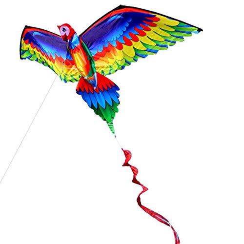 AOOOWER Fantastische 3D Papageien Einzeldrachen Mit Schwanz Und Für Erwachsene Und Kinder. Klassische Outdoor Sportdrachen Für Mädchen Einfach Zu Fliegen von AOOOWER