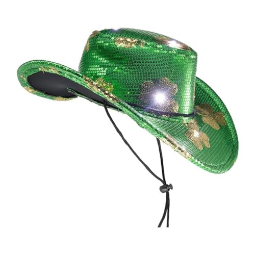 AOOOWER Grüner irischer Hut zum St. Patrick's Day, irischer Nationalfeiertag, Cowboyhut, Erwachsene, Unisex, Festival, Party von AOOOWER