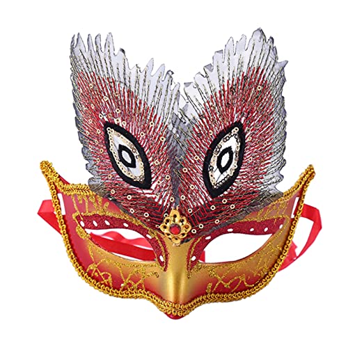 AOOOWER Pfauen-Maske, Halloween, halbes Gesicht, bezaubernde Maskerade, bemalte Tierrequisiten für Männer und Frauen, Pfauenmaske, Maskerade, Halloween, halbes Gesicht, bemaltes Tier von AOOOWER