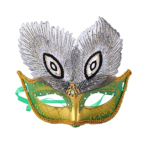 AOOOWER Pfauen-Maske, Halloween, halbes Gesicht, bezaubernde Maskerade, bemalte Tierrequisiten für Männer und Frauen, Pfauenmaske, Maskerade, Halloween, halbes Gesicht, bemaltes Tier von AOOOWER