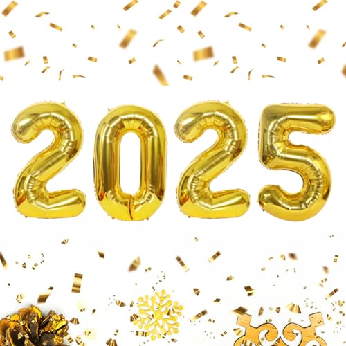 AOOTUERL 4 PCS große goldene Luftballons für 2025, Aluminiumfolienballons Zahlenparty große Luftballons Klasse 2025, für Männer und Frauen Neujahrsfeier Abschlussball AOOTUERL 4 PCS große goldene Luftballons für 2025, Aluminiumfolienballons Zahlenparty große Luftballons Klasse 2025, für Männer und Frauen Neujahrsfeier Abschlussball von AOOTUERL