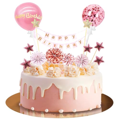 AOOTUERL 12 Stück Tortendeko Rosegold, Happy Birthday Kuchendeko, Alles Gute zum Geburtstag Kuchen Topper Bunting Set, Cupcake Tortenstecker für Geburtstag Dekoration Junge Mädchen AOOTUERL 12 Stück Tortendeko Rosegold, Happy Birthday Kuchendeko, Alles Gute zum Geburtstag Kuchen Topper Bunting Set, Cupcake Tortenstecker für Geburtstag Dekoration Junge Mädchen von AOOTUERL
