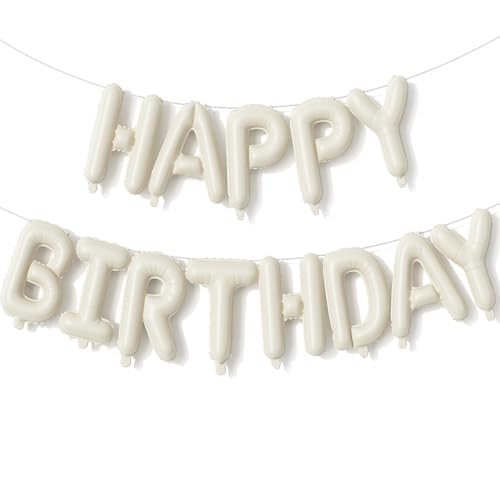 AOOTUERL 16 Zoll Creamy Color Happy Birthday Ballon Girlande,Creamy Color Folie Happy Birthday Folienballon Luftballon Geburtstagsballon Helium Ballon für Geburtstag Party Mädchen von AOOTUERL