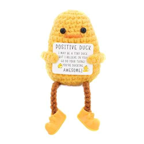 AOOTUERL Pocket Hug Positive Enten, gehäkeltes emotionales Unterstützungstier, Geschenke für Frauen, Mutmacher Geschenk,Gute Besserung Geschenk, Glücksbringer Prüfung Geschenk von AOOTUERL