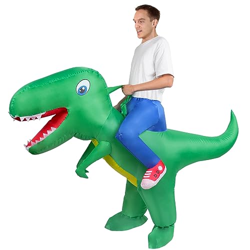 AOOWU Dino Kostüm, 3PCS Aufblasbares Dinosaurier Kostüm für Erwachsene, Lustiges Halloween-Kleid für Karneval Party Geburtstags-Geschenk von AOOWU