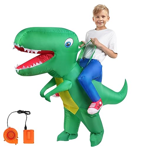 AOOWU Dino Kostüm, 3PCS Dinosaurier Aufblasbares Kostüm,Kinder Dinosaurier Kostüm Lustige Aufblasbare Kostüme, Halloween-Kleid Lustiges Kostüm Aufblasbare für Karneval Party Geburtstags-Geschenk von AOOWU