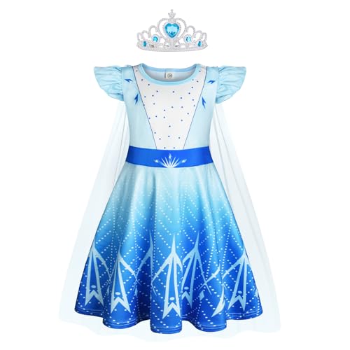 AOOWU ELSA Kostüm Mädchen, ELSA Kinder Prinzessin Kleid, ELSA Kleid Kinder Set mit Krone, Mädchen Prinzessin Kostüm Ruffle Sleeve Dress für Verkleidung Karneval Halloween Weihnachten Geburtstag Party AOOWU ELSA Kostüm Mädchen, ELSA Kinder Prinzessin Kleid, ELSA Kleid Kinder Set mit Krone, Mädchen Prinzessin Kostüm Ruffle Sleeve Dress für Verkleidung Karneval Halloween Weihnachten Geburtstag Party von AOOWU
