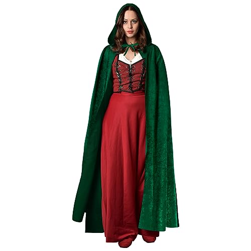 AOOWU Mittelalter Umhang Kapuzenumhang, Herren Damen Halloween Umhang mit Kapuze, Dunkelgrün Umhang, Umhang kostüm Cape Satin Erwachsene, Umhang Kostüm Mantel Halloween Weihnachten Karneval Kostüm AOOWU Mittelalter Umhang Kapuzenumhang, Herren Damen Halloween Umhang mit Kapuze, Dunkelgrün Umhang, Umhang kostüm Cape Satin Erwachsene, Umhang Kostüm Mantel Halloween Weihnachten Karneval Kostüm von AOOWU