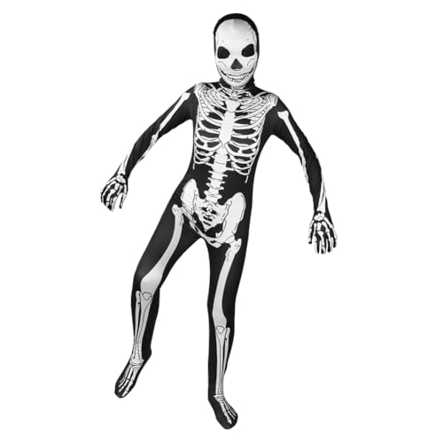 AOOWU Skelett-Kostüm für Kinder, Halloween Skeleton Kostüm Kinder, Skelett Overall Jumpsuit Knochen Skeleton Anzug, Halloween Kostüm Herren Damen für Halloween Cosplay Karneval Dress Up Party (S) AOOWU Skelett-Kostüm für Kinder, Halloween Skeleton Kostüm Kinder, Skelett Overall Jumpsuit Knochen Skeleton Anzug, Halloween Kostüm Herren Damen für Halloween Cosplay Karneval Dress Up Party (S) von AOOWU