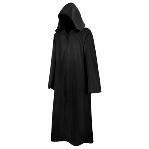 AOOWU Umhang mit Kapuze, Mittelalter Umhang Vampir Cosplay Cape Kostüm für Erwachsene, Schwarzer Umhang Mantel für Halloween Karneval Weihnachten Kostüm (L) von AOOWU