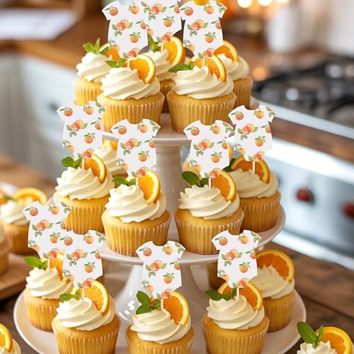 Cupcake-Topper mit Aufschrift "Little Cutie On The Way", Cupcake-Topper, Body-Topper, Geschlechtsoffenbarung, Dekoration, Obst-Babyparty-Dekoration von AOQURE