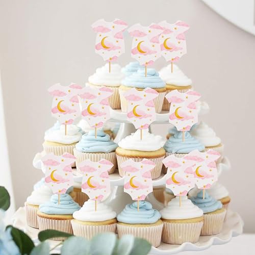 Cupcake-Topper mit Mond-Body, für Babypartys, über den Mond, Baby-Kuchendekorationen (Moon 2) von AOQURE