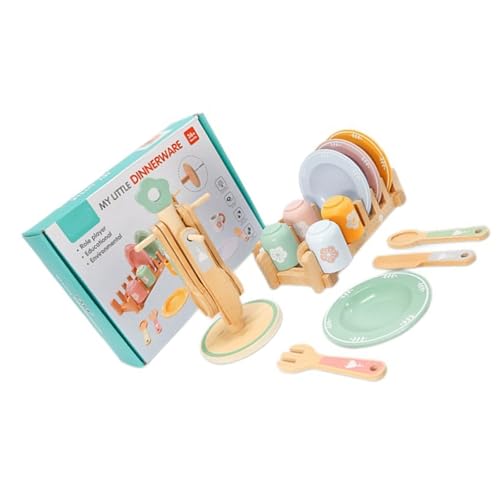 Kinder Holzspiel Spielen Küchenspielzeug So Tun Kochset Mit Gerichtsständer Lerngeschenk Für Von 3+ Jungen Mädchen Safe Holzküchenspielzeug Für Vorschulalter von AOSAIXIS