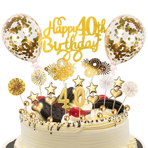 40 Tortendeko Gold Deko Geburtstag Männer Frauen Cake Topper Mit Geburtstagskerzen Für 40 Geburtstag Deko Kuchen Deko 31PCS Happy Birthday Tortendeko Gold 40 Tortendeko Gold Deko Geburtstag Männer Frauen Cake Topper Mit Geburtstagskerzen Für 40 Geburtstag Deko Kuchen Deko 31PCS Happy Birthday Tortendeko Gold von AOT