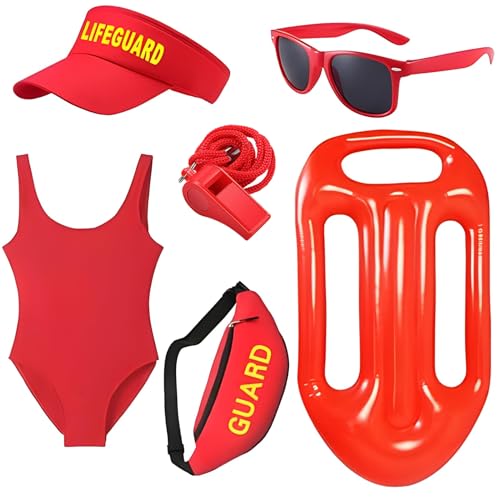 6-teiliges Schutz-Kostümzubehör-Set, einschließlich Badeanzug, Sonnenbrille, Gürteltasche, Hut, Pfeife, aufblasbares Surfbrett, Rettungsring für Damen, Rollenspiel, Kostüme 6-teiliges Schutz-Kostümzubehör-Set, einschließlich Badeanzug, Sonnenbrille, Gürteltasche, Hut, Pfeife, aufblasbares Surfbrett, Rettungsring für Damen, Rollenspiel, Kostüme von AOT