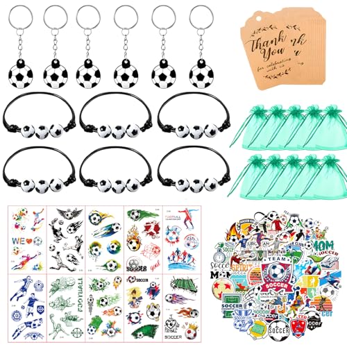 Fußball-Partytüten, Fußball-Partytüten mit Armbändern, Fußball-Schlüsselanhänger, Tattoos, Gaze-Aufkleber, Netztaschen, Kindergeburtstagsgeschenke, Partydekorationen, Fußballspielzeug für Jungen und von AOT