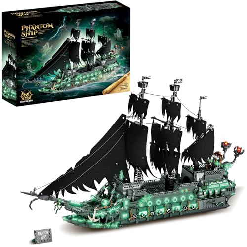 AOUHMN Geist Piratenschiff Bausteine mit Leuchteffekt, MOC Flying Dutchman Schiff Modellbausatz, 1994 Teile Groß Segelschiff Spielzeug Klemmbausteine, Halloween Deko Geschenke für Erwachsene 14+ AOUHMN Geist Piratenschiff Bausteine mit Leuchteffekt, MOC Flying Dutchman Schiff Modellbausatz, 1994 Teile Groß Segelschiff Spielzeug Klemmbausteine, Halloween Deko Geschenke für Erwachsene 14+ von AOUHMN