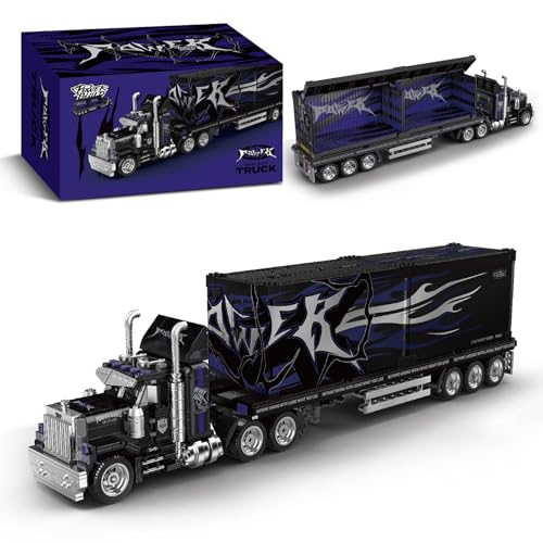 City Schwertransport-LKW mit 2 Anhänger, 1531PCS Amerikanischer-Truck Modellbau Auto Bausteine, Spielzeug Autotransporter für Maßstab 1:32 Rennwagen und F1, Geschenk Sammeln Erwachsener,Mehrfarbig City Schwertransport-LKW mit 2 Anhänger, 1531PCS Amerikanischer-Truck Modellbau Auto Bausteine, Spielzeug Autotransporter für Maßstab 1:32 Rennwagen und F1, Geschenk Sammeln Erwachsener,Mehrfarbig von AOUHMN
