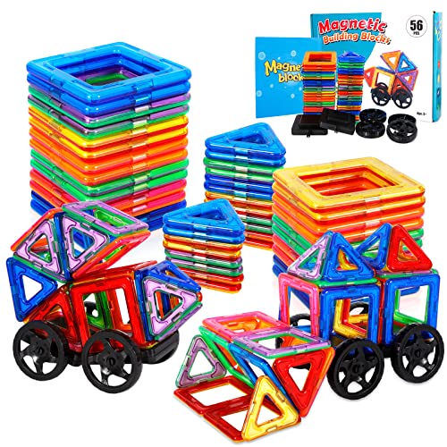 AOUVT 56 Pcs Magnetische Bausteine, Magnetspielzeug Magnete für Kinder, Lustiges Pädagogisches Bauspielzeug, Perfekte Geschenkauswahl für Jungen und Mädchen im Alter von 3-8 Jahren von AOUVT