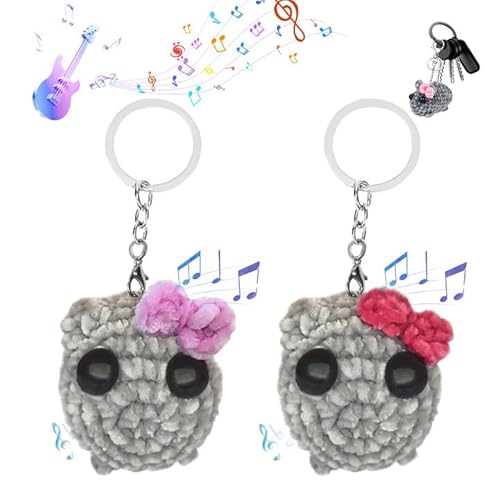 AOUZOVLI 2 Stück Sad Hamster Mit Sound Handgestrickte Trauriger Hamster mit Violine Sound SchlüSselanhänger Sad Hamster, Trauriger Hamster Mit Sound Geeignet für Kinder Und Erwachsene von AOUZOVLI
