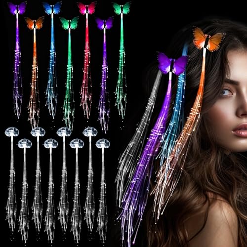 AOUZOVLI LED Haarschmuck 15 PCS LED Blinkendes Haargeflecht Leuchtender Haarschmuck Haarsträhnen Kinder Leuchtendes Seidengeflecht, Glow in the Dark Schmetterling Haarklammer, für Frauen und Mädchen. AOUZOVLI LED Haarschmuck 15 PCS LED Blinkendes Haargeflecht Leuchtender Haarschmuck Haarsträhnen Kinder Leuchtendes Seidengeflecht, Glow in the Dark Schmetterling Haarklammer, für Frauen und Mädchen. von AOUZOVLI