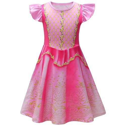 AOVCLKID Aurora-Prinzessinnen-Kostüm für Mädchen, Geburtstagsparty, Kleid, Halloween, Cosplay, Outfits (9–10 Jahre, Rosa) von AOVCLKID