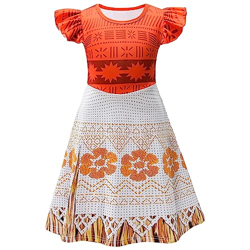 AOVCLKID Mädchen Prinzessin Moana Kostüm Geburtstag Party Kleid Halloween Cosplay Outfits (3T, Rot) von AOVCLKID