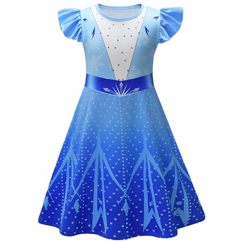 AOVCLKID Prinzessinnen-Kostüm für Mädchen, Mädchen, für Geburtstagsparty, Halloween, Cosplay (3T, blau) von AOVCLKID
