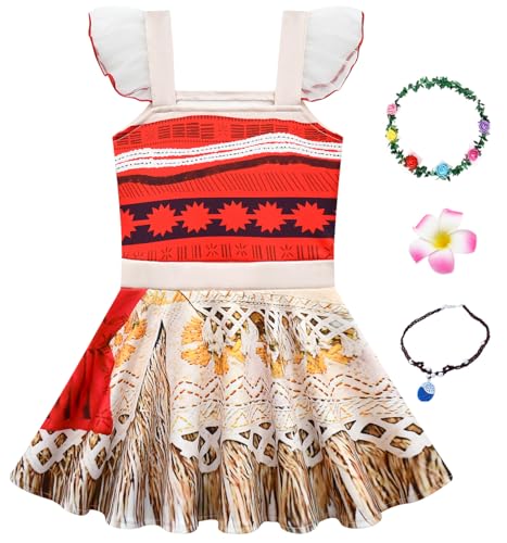AOVCLKID Prinzessinnenkostüm für Mädchen, Geburtstagsparty, Halloween, Cosplay-Kostüme mit Zubehör (4T, Rot) von AOVCLKID