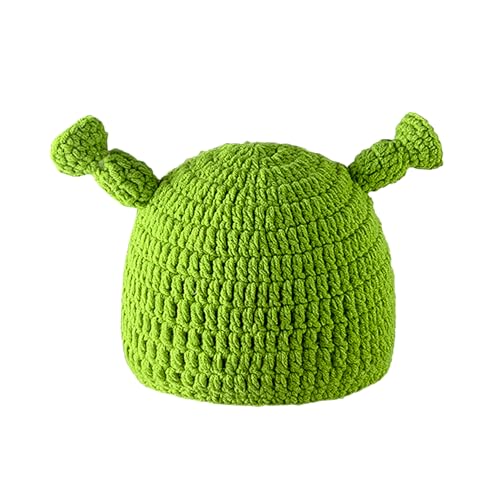 AOVNA Grüne Monstermütze, Strickmützen mit niedlichen Ohren, grüne Beanie-Mütze, Geschenke, Cosplay, Requisite, Halloween, Cosplay, Unisex, Mützen von AOVNA