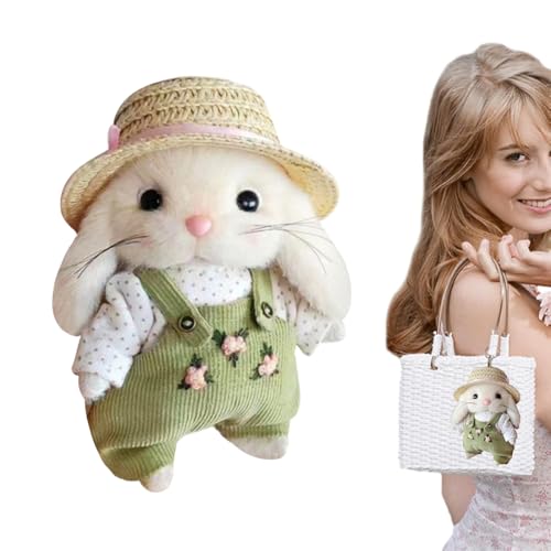 AOWVUTS Kuscheltier Hase mit Schlappohren14cm Süßes Stofftier Hase Gärtner Plüschtier Kaninchen Plüsch Schlüsselanhänger Kuscheltieranhänger für Taschen Geburtstagsgeschenk von AOWVUTS
