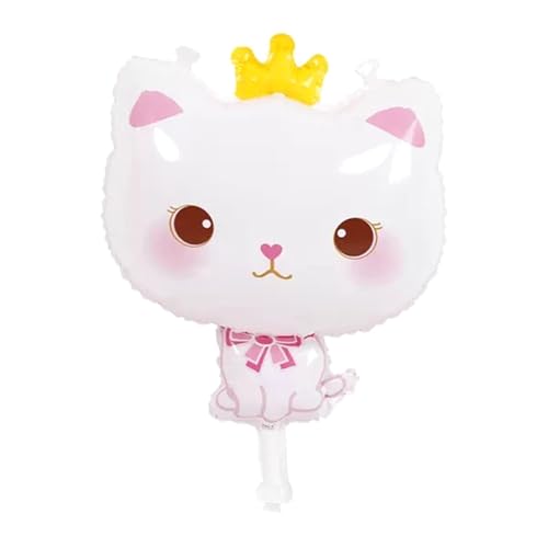 1PC Niedliche Prinzessin Krone weiße Katze Aluminium folie Ballon, Mädchen Geburtstags feier Dekoration, Vergnügung spark Hand ballons von AOYEAH