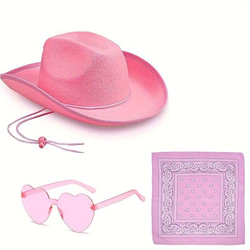 AOYEAH Damen Cowgirl Kostüm Set, Cowboy Hut mit Herz Party Brille Bandana Cowboy Hut für Wild West Kostüm Karneval Cosplay Kostüm AOYEAH Damen Cowgirl Kostüm Set, Cowboy Hut mit Herz Party Brille Bandana Cowboy Hut für Wild West Kostüm Karneval Cosplay Kostüm von AOYEAH