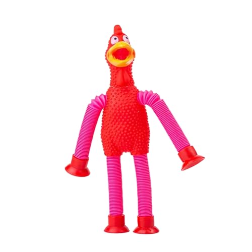 AOYEAH Gummi Hühner Spielzeug, Quietschende Hühner, Vielfalt Stretch Tubes, Unfug Dekompression Spielzeug, Neuheit Spielzeug, Noisemakers und Gummi Huhn (Rot Rosa) von AOYEAH